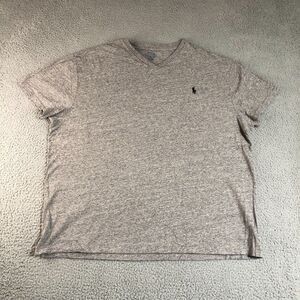 Polo Ralph Lauren Shirt Men Extra Large Gray Custom‎ Fit Basic Logo V Neck Tee